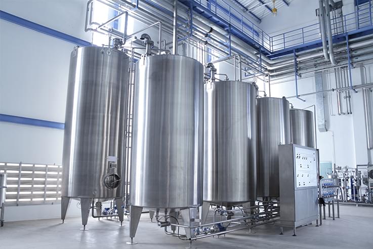 An industrial dairy production line